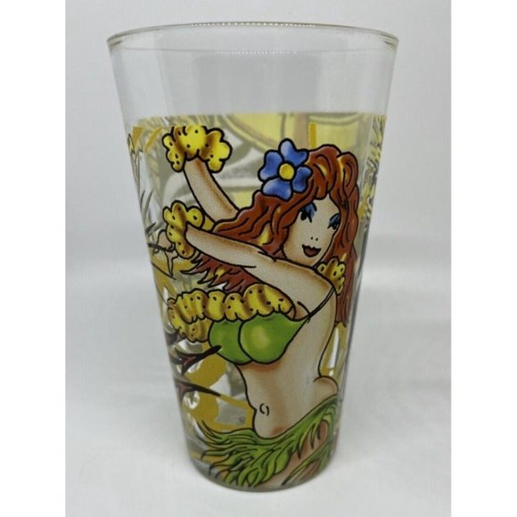 Ed Hardy 16oz Drinking Glass Christian Audigier Mermaid/Eagle & Tiger/Lei Girl - Picture 8 of 11